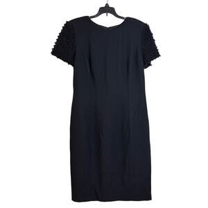 Vintage Donna Morgan Size 14 Beaded Short Sleeve Bodycon, Little Black Dress